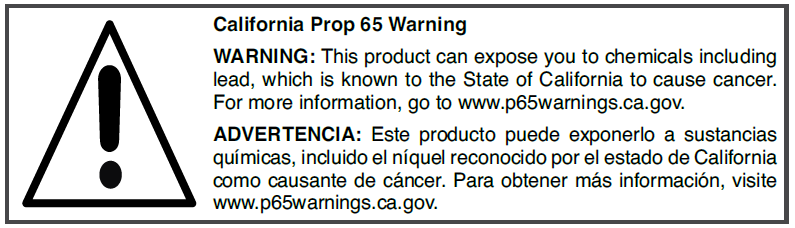 California Prop 65 Warning